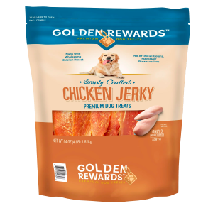 Golden Rewards Chicken Flavor Premium Dry Jerky Treats for All Dogs, 64 oz